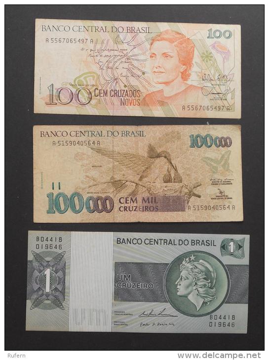 BRAZIL        3 BANKNOTES   -    (Nº03001) - Mezclas - Billetes