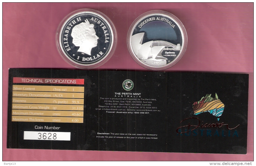 AUSTRALIA $ 1 ZILVER PROOF 2007 DISCOVER AUSTRALIA SYDNEY SCARCE - Autres – Océanie