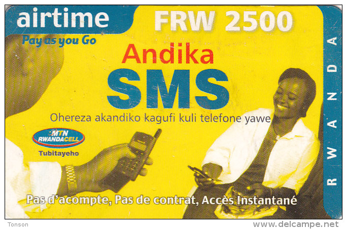 Rwanda, FRW 2500, Airtime, Pay As You Go, Andika SMS, 2 Scans.  Please Read. - Rwanda