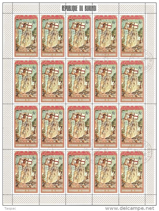 Burundi 1971 Mi# 750-755 A Used - Complete Set In Sheets Of 20 - Easter / Paintings - Used Stamps