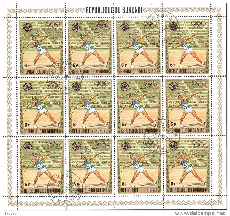 Burundi 1972 Mi# 858-866 A Used - Complete Set In Sheets Of 12 - 20th Olympic Games, Munich - Gebraucht