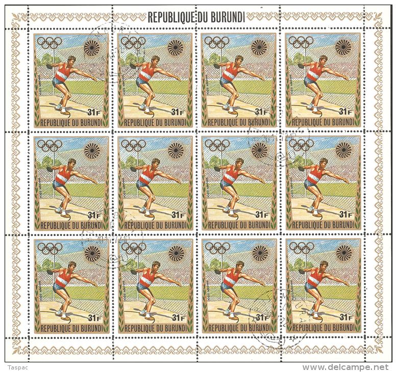 Burundi 1972 Mi# 858-866 A Used - Complete Set in Sheets of 12 - 20th Olympic Games, Munich