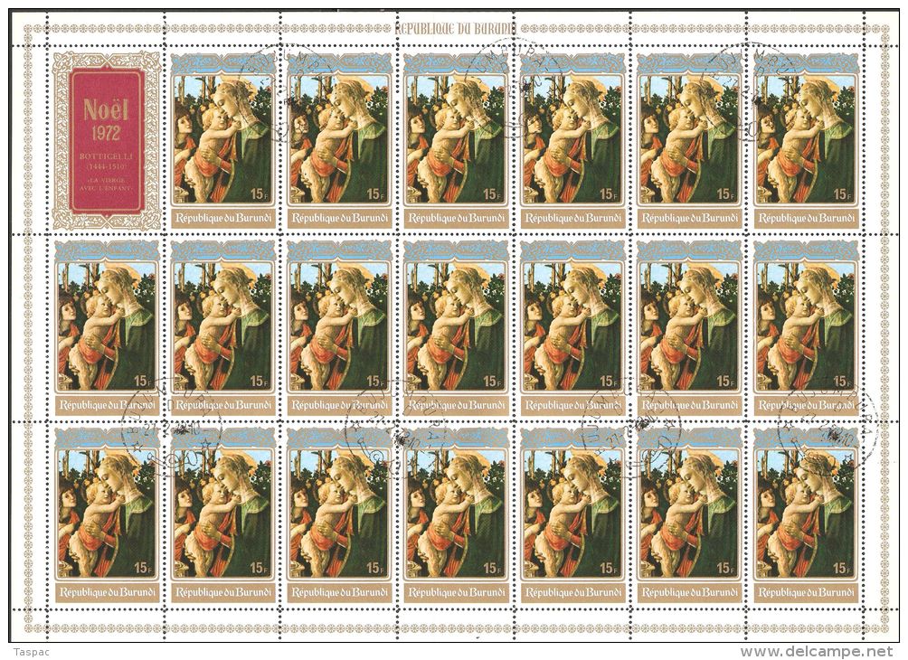 Burundi 1972 Mi# 875-880 A Used - Complete Set In Sheets Of 21 - Christmas / Paintings Of The Madonna And Child - Gebruikt