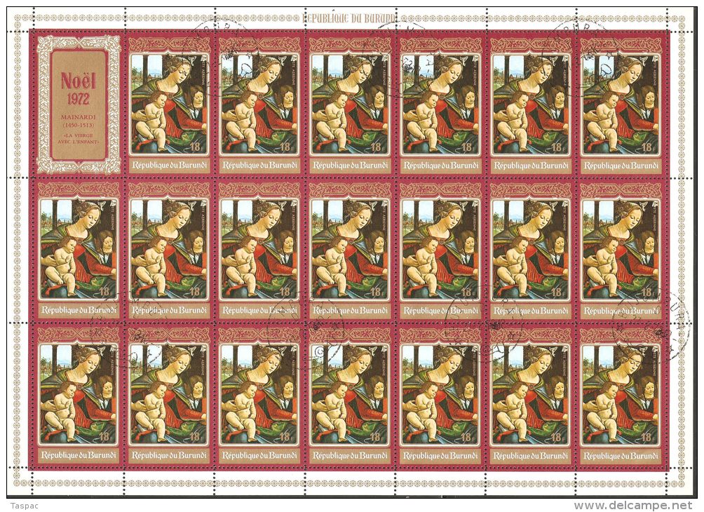 Burundi 1972 Mi# 875-880 A Used - Complete Set In Sheets Of 21 - Christmas / Paintings Of The Madonna And Child - Oblitérés