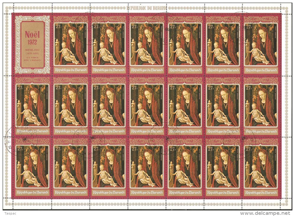 Burundi 1972 Mi# 875-880 A Used - Complete Set In Sheets Of 21 - Christmas / Paintings Of The Madonna And Child - Oblitérés