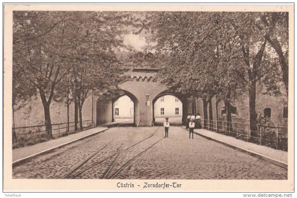 Küstrin Zorndorfer Tor Straßenbahn Schienen Kinder Matrosen Anzug Kostrzyn Nad Odra 23.2.1931 Gelaufen - Neumark