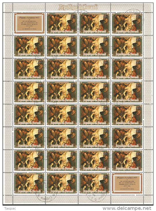 Burundi 1977 Mi# 1308-1311 A Used - Complete Set In Sheets Of 32 - Easter / Paintings By Rubens - Usados
