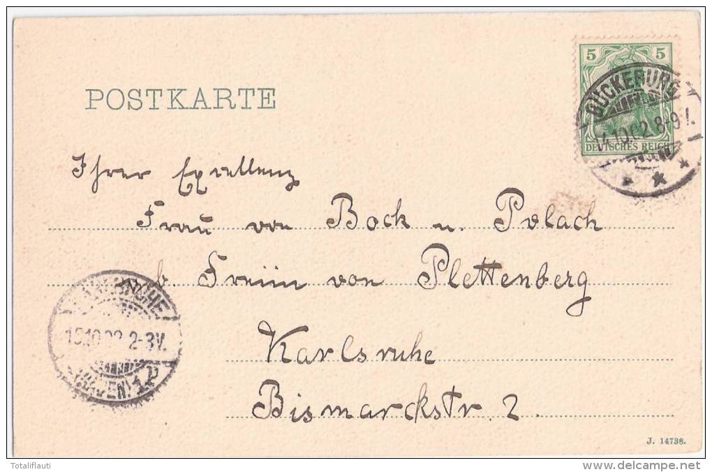 Bückeburg Residenzschloß Schaumburg Lippe Autograf Neffe Erhard A Frau Von Bock U Polach 14.10.1902 Leinenartiges Papier - Bückeburg