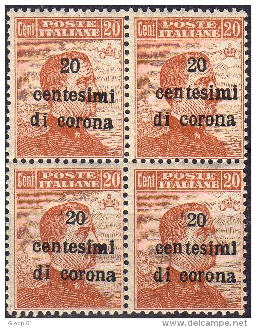 1919 Emissioni Generali - F.lli D´Italia Del 1901-18 Soprastampati In Centesimi Di Corona 20 C - Other & Unclassified