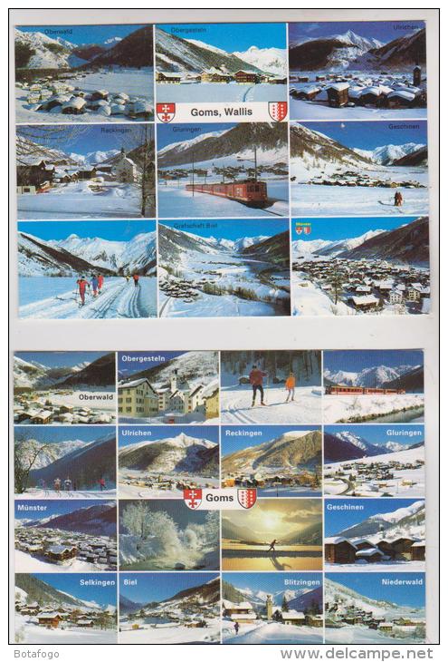 2 CPM OBERGOMS WALLIS,MULTIVUES (voir Timbres) - Obergoms