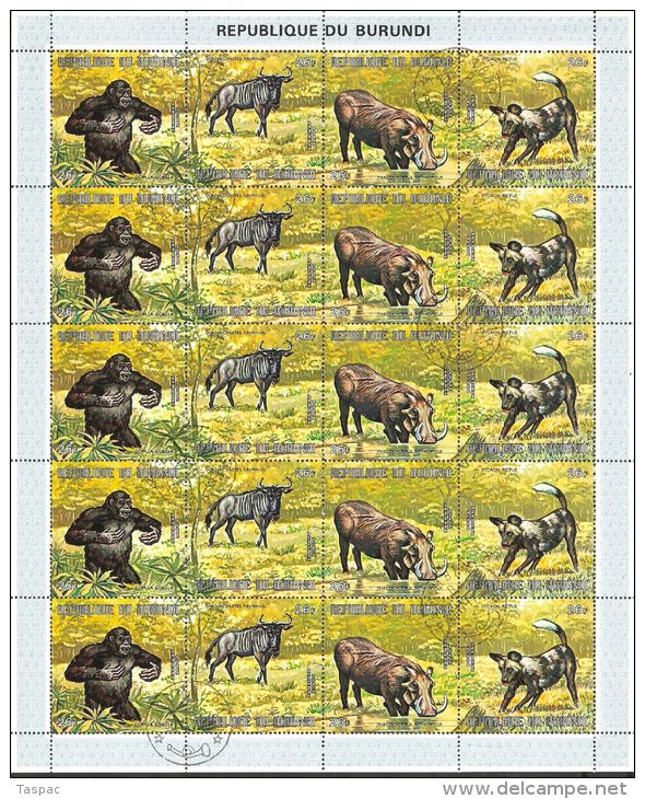 Burundi 1971 Mi# 726-749 Used - Air Post - Complete Set In Combined Sheets - African Wildlife - Gebraucht