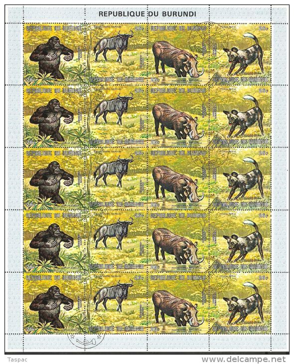 Burundi 1971 Mi# 726-749 Used - Air Post - Complete Set In Combined Sheets - African Wildlife - Usados