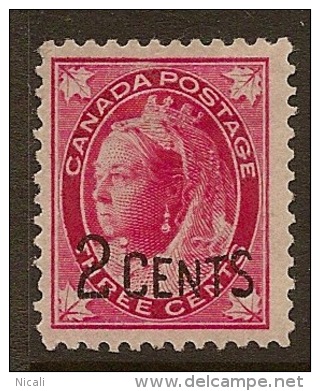 CANADA 1899 QV 2c On 3c Carmine SG 171 HM XYG6 - Ungebraucht