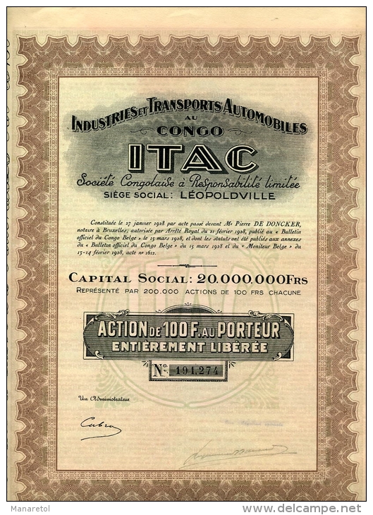 ACCION "INDUSTRIES ET TRANSPORTS AUTOMOBILES AL CONGO (ITAC)" - Automobile