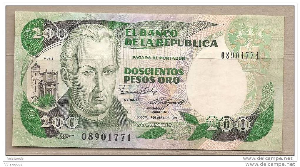 Colombia - Banconota Circolata Da 200 Pesos De Oro - 1989 - Colombia