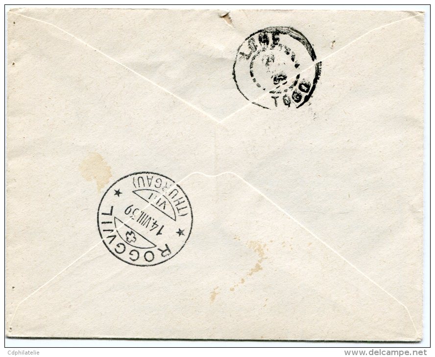 TOGO LETTRE IMPRIME DEPART PALIME 18 JUIL 39 ARRIVEE ROGGWIL 14.VIII.39 (SUISSE) - Covers & Documents