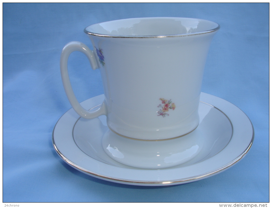 Tasse Et Sous Tasse à Cafe, Kaffee Haferl En Porcelaine à Decor De Fleurs, Lang Ebrach, Bavaria, Germany (13-3318) - Bavaria (DEU)