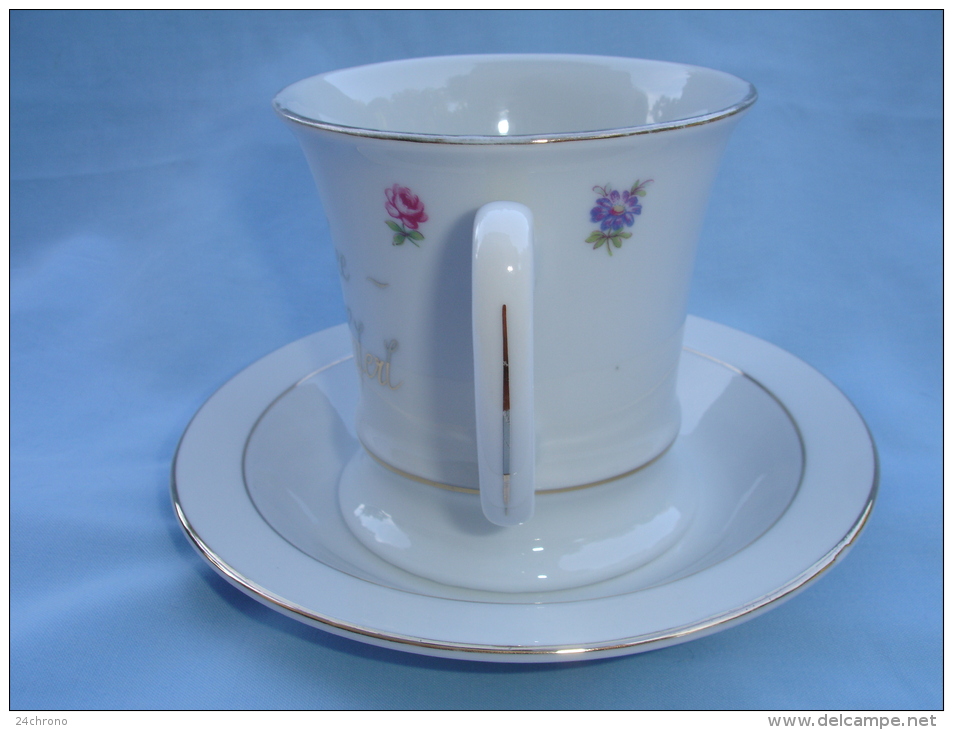 Tasse Et Sous Tasse à Cafe, Kaffee Haferl En Porcelaine à Decor De Fleurs, Lang Ebrach, Bavaria, Germany (13-3318) - Bavaria (DEU)