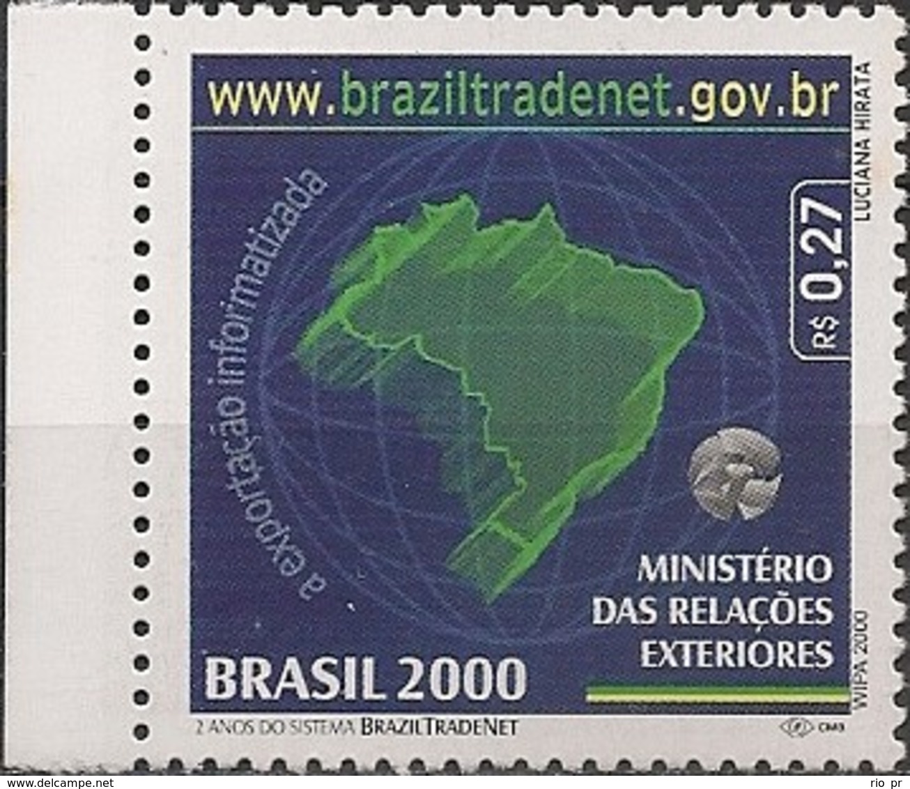 BRAZIL - BRAZIL TRADE NET WEBSITE, 2nd ANNIVERSARY (LEFT MARGIN) 2000 - MNH - Unused Stamps