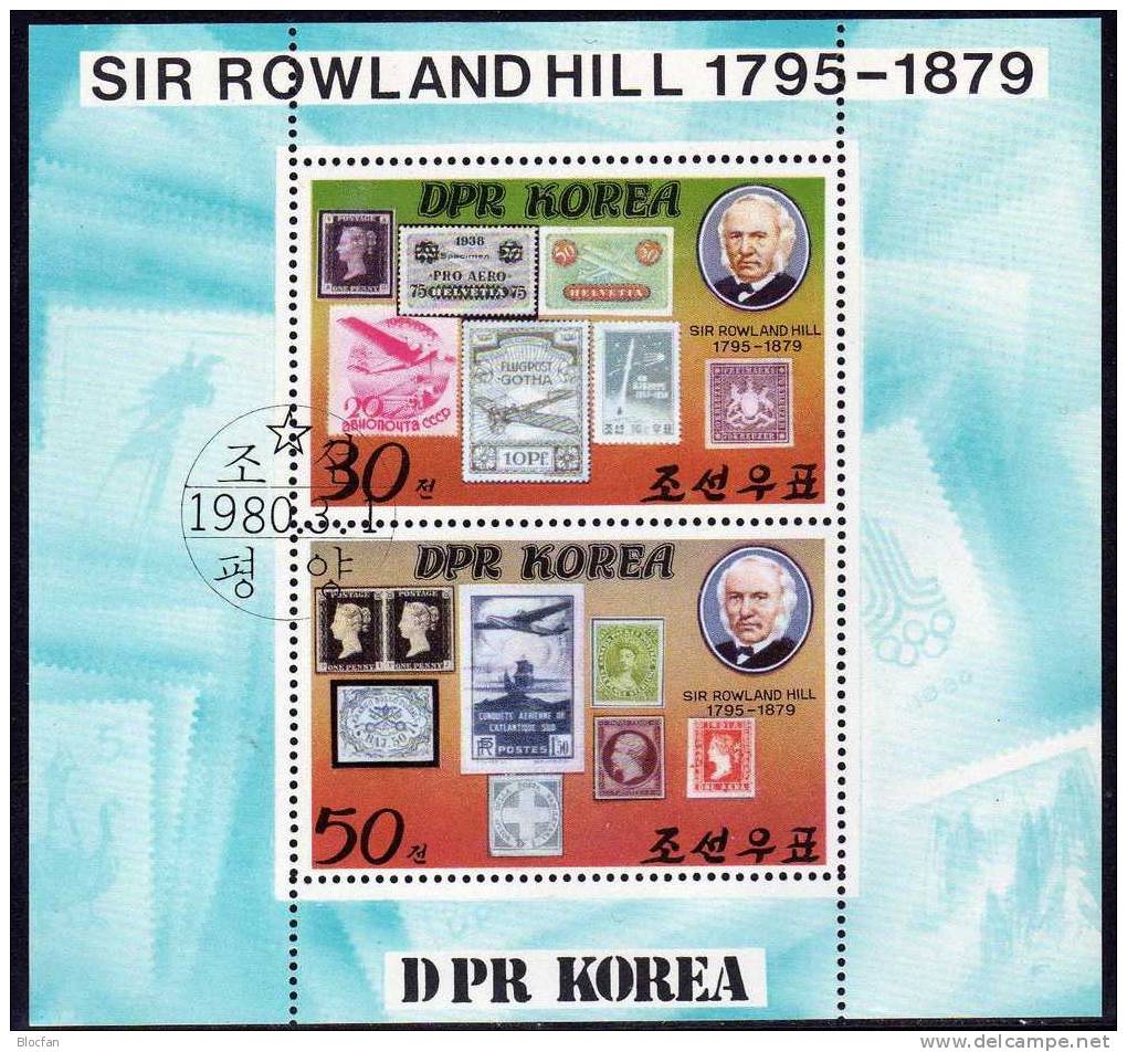 Sir Hill Stamps On Stamps 1980 Korea 1973/4 ZD+ 2-Kleinbogen O 16€ UPU With Old Stamp M/s Bloc Philatelic Sheetlet Corea - Erreurs Sur Timbres