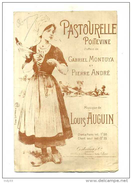 - PARTITION DE CHANSON . PASTOURELLE POITEVINE . - Musique Folklorique