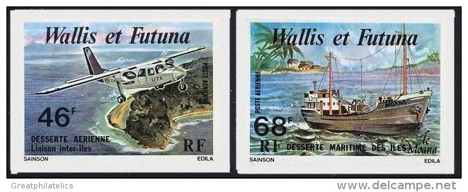 Wallis & Futuna 1979 PLANE & BOAT IMPERFORATED MNH (D0145) - Collections, Lots & Séries