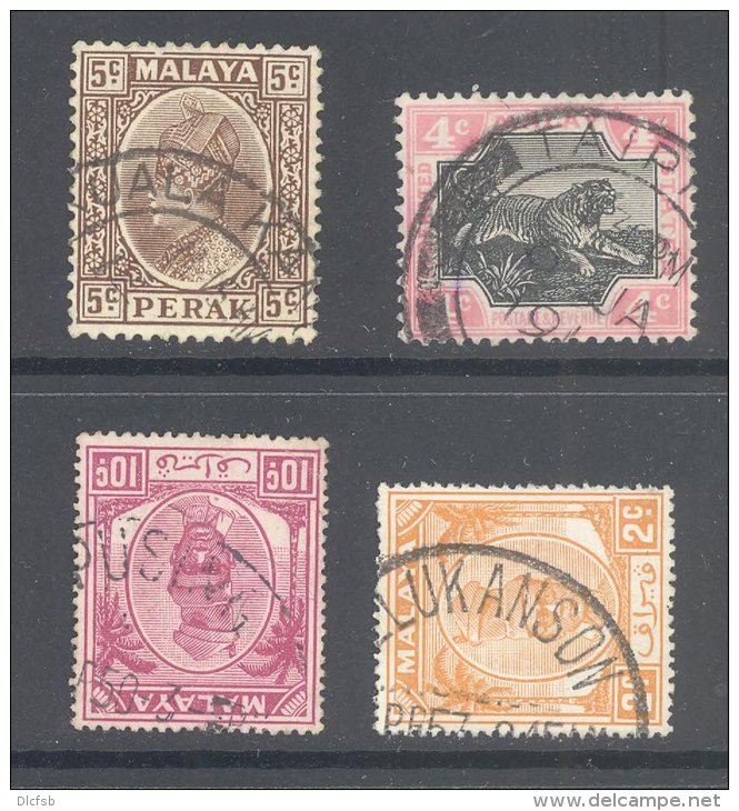 PERAK, Postmarks KUALA KANGSAR, TAIPING, PUSING, TELUK ANSON - Perak