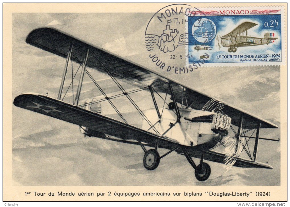 Monaco:1er Tour Du Monde Aérien Sur Biplans"Douglas Liberty" - Maximum Cards