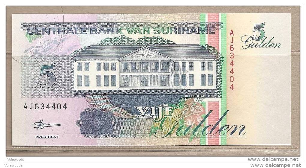 Suriname - Banconota Non Circolata Da 5 Fiorini - 1998 - Surinam