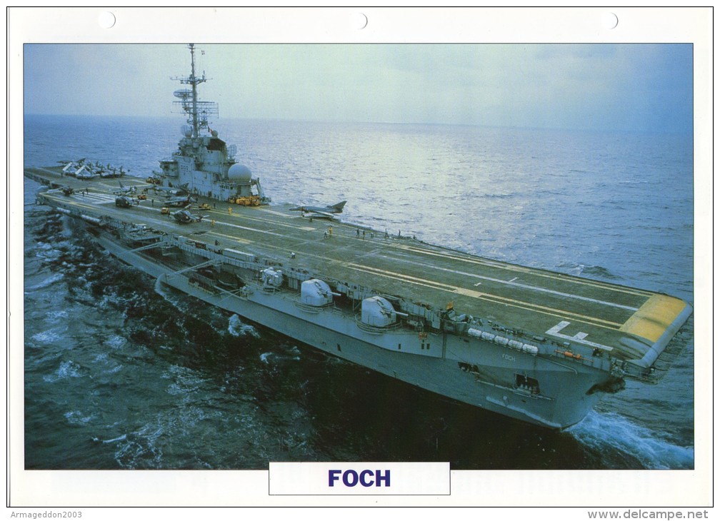 FICHE 25 X 18.5 CM PORTE-AVIONS LOURD FRANCAIS FOCH 1960 TBE - Autres & Non Classés