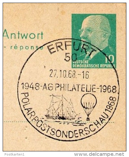 EXPLORATION ANTARCTICA  Erfurt 1974 On East German Reply Postal Card P 77A - Forschungsprogramme