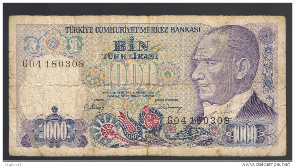 TURQUIA - TURKEY - 1000 Liras 1970   Circulado  P-196 - Turquie