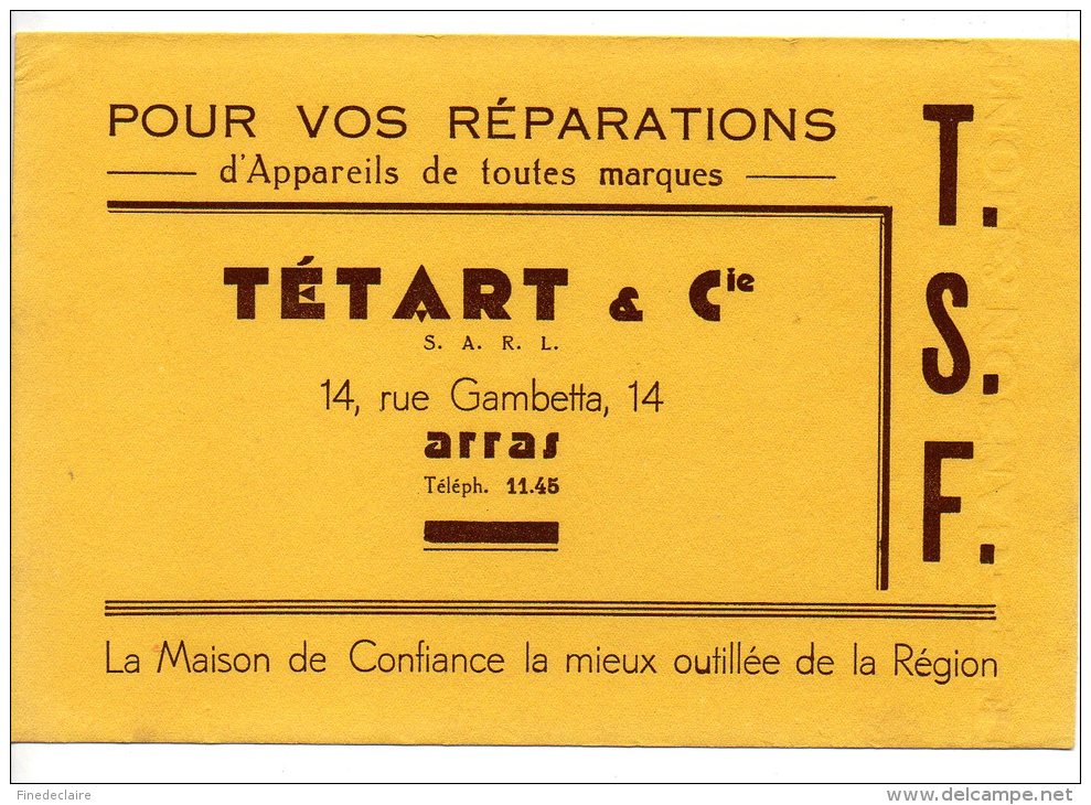 Buvard - T.S.F. Pour Vos Réparations - Tétart & Cie - Arras - Elektriciteit En Gas