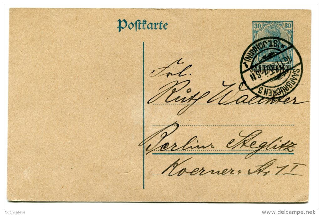 SARRE ENTIER POSTAL OBLITERE - Ganzsachen