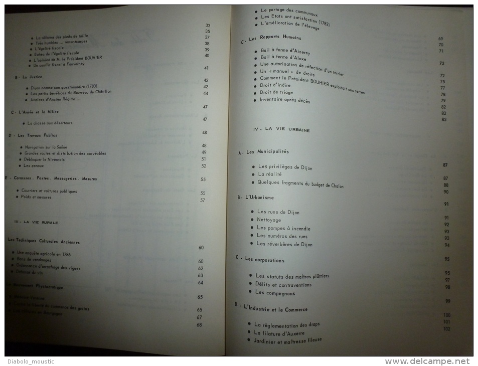 1968 La BOURGOGNE des lumières  1715-1789 par D. Ligou professeur d'histoire(.. survol d'une période arbitraire où.. )