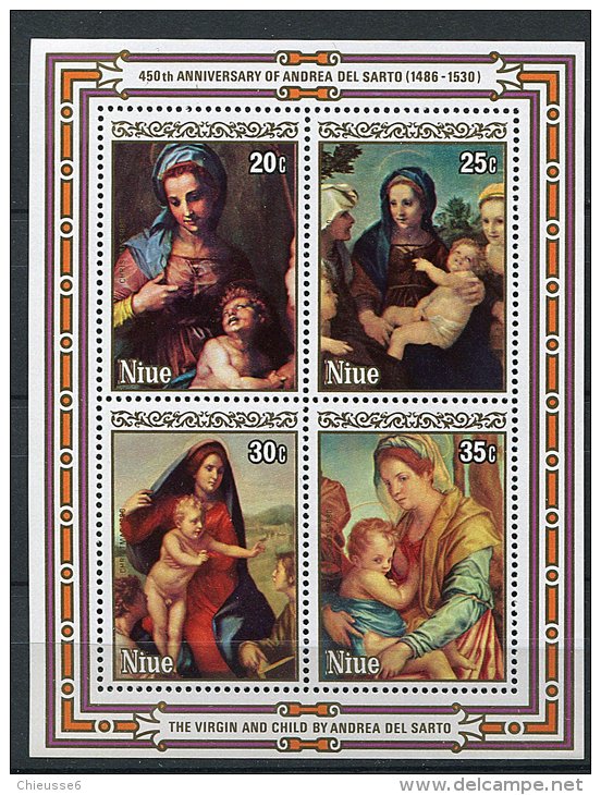 Niue ** N° 312 à 315 En Bloc - Noël. Tableaux Du Peintre Andrea Del Sarto - Niue