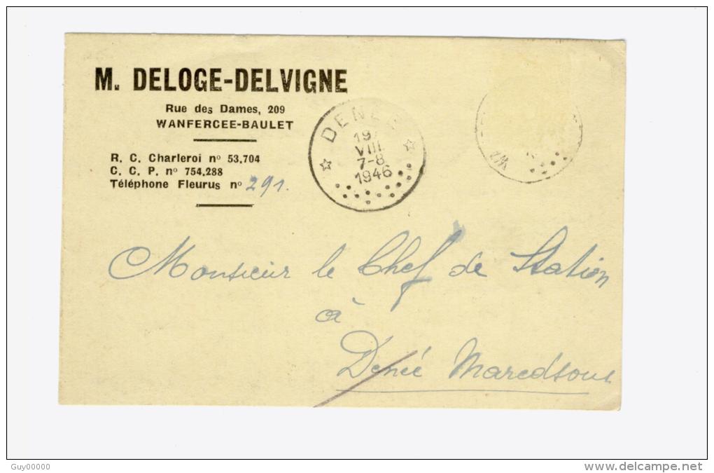 CP Avec Publicité Wanfercée Baulet En 1946 - Deloge Delvigne - Seals Of Generality
