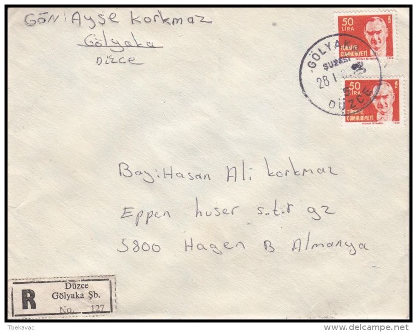 Turkey 1980, Registered Cover Duzce To Hagen - Lettres & Documents