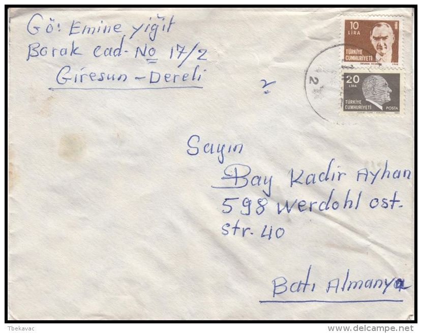 Turkey 1981, Cover Giresun To Werdohl - Lettres & Documents