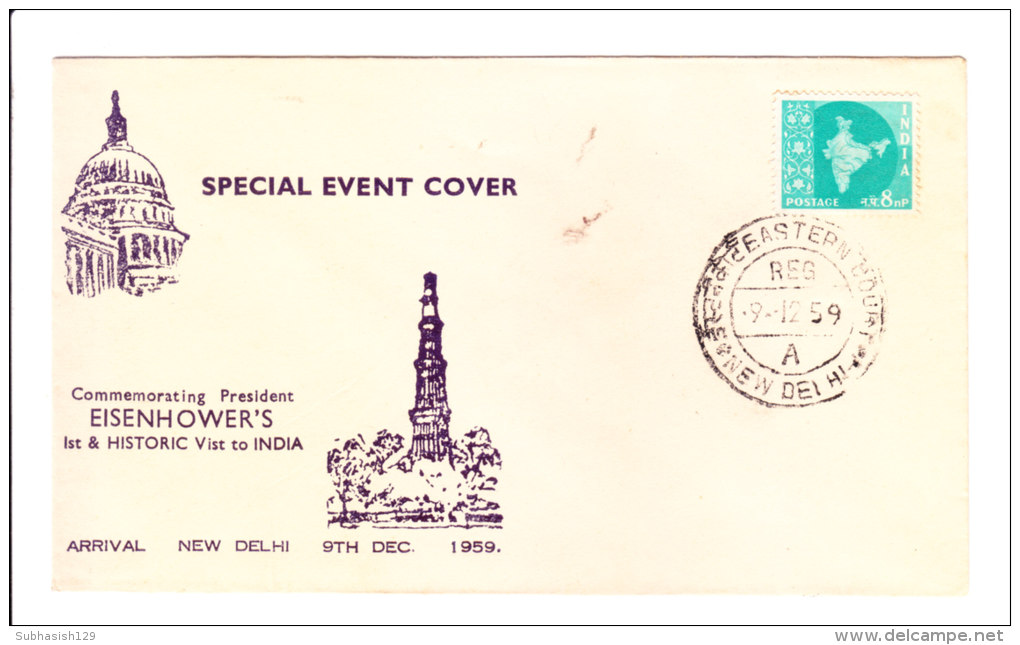 India Special Cover On India Visit Of Eisenhower-president Of United States-3v Cover - Enveloppes