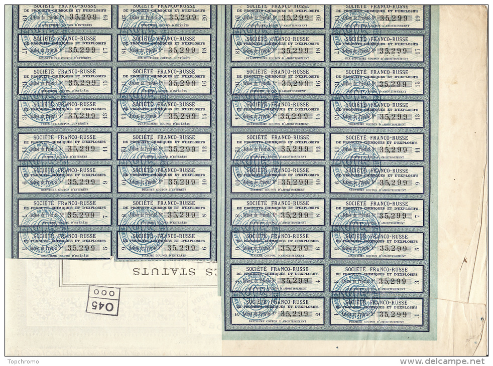 Société Franco-Russe Produits Chi Action De Priorité De Cent Francs Au Porteur Avec Coupons D'intérêt Et D'amortissement - Russie