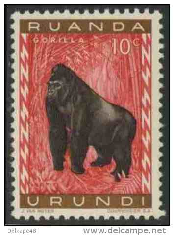 Ruanda Urundi 1959 Mi 161 A ** Gorilla Gorilla - Western Gorilla / Westliche Gorilla / Gorille De L'Ouest - Gorilles