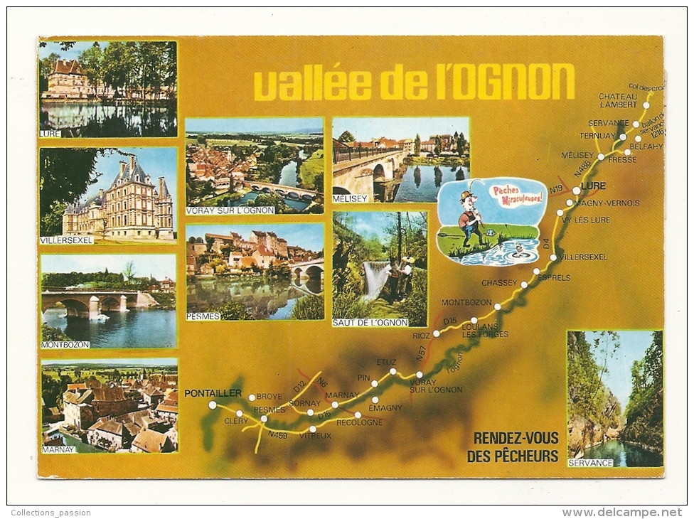 Cp, Carte Géographique, Vallée De L´Ognon, Voyagée 1991 - Carte Geografiche