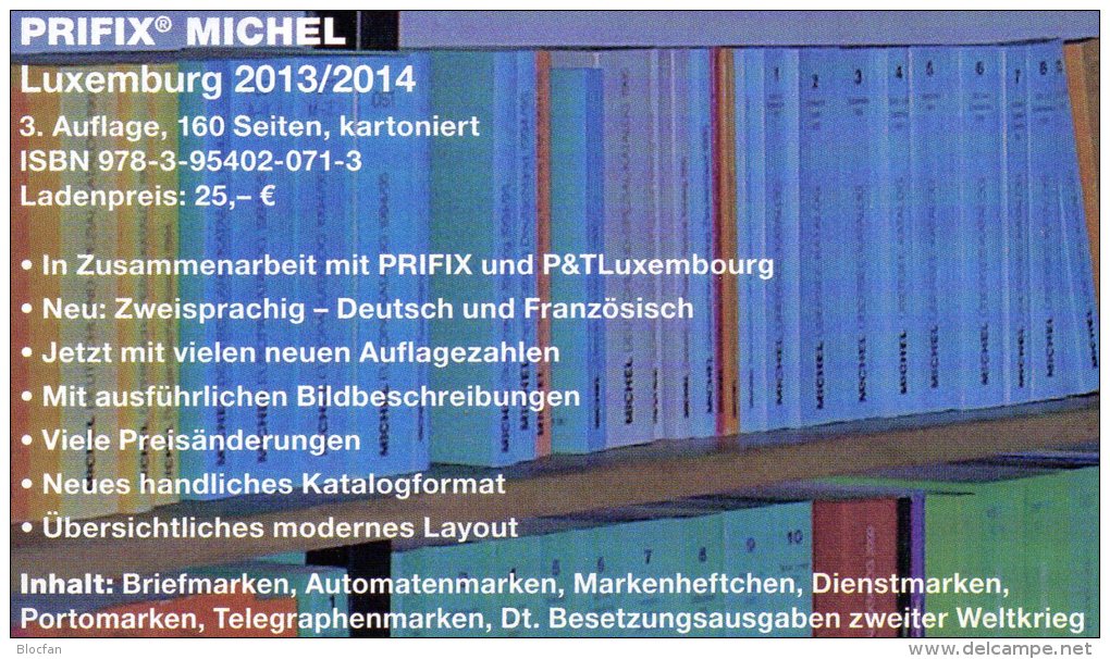 PRIFIX Michel 2014 Neu 25€ Briefmarken Spezial Katalog Luxemburg: ATM MH Dienst Porto Besetzungen In Deutsch-französisch - Seals