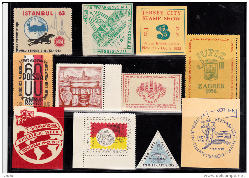 LOT DE 11 VIGNETTES EXPO PHILATELIQUE -PAYS DIVERS--1933 A 1963 -TB - Cinderellas