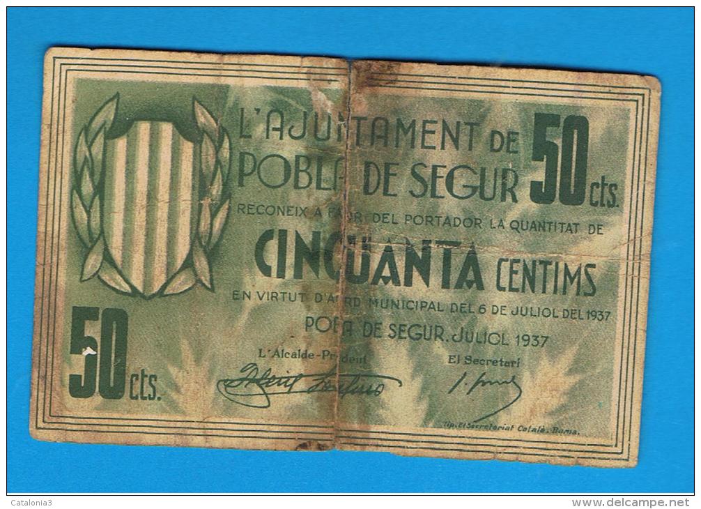BILLETE LOCAL - POBLA DE SEGUR 50 Centimos 1937 - Sonstige & Ohne Zuordnung
