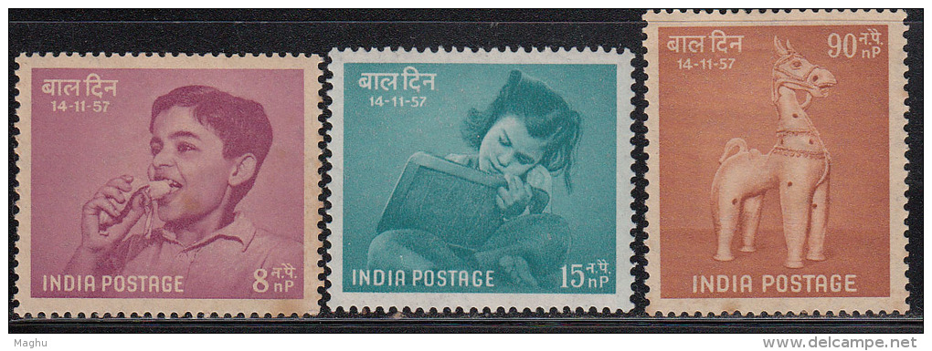 India MNH 1957, Set Of 3, Childrens Day, As Scan - Neufs