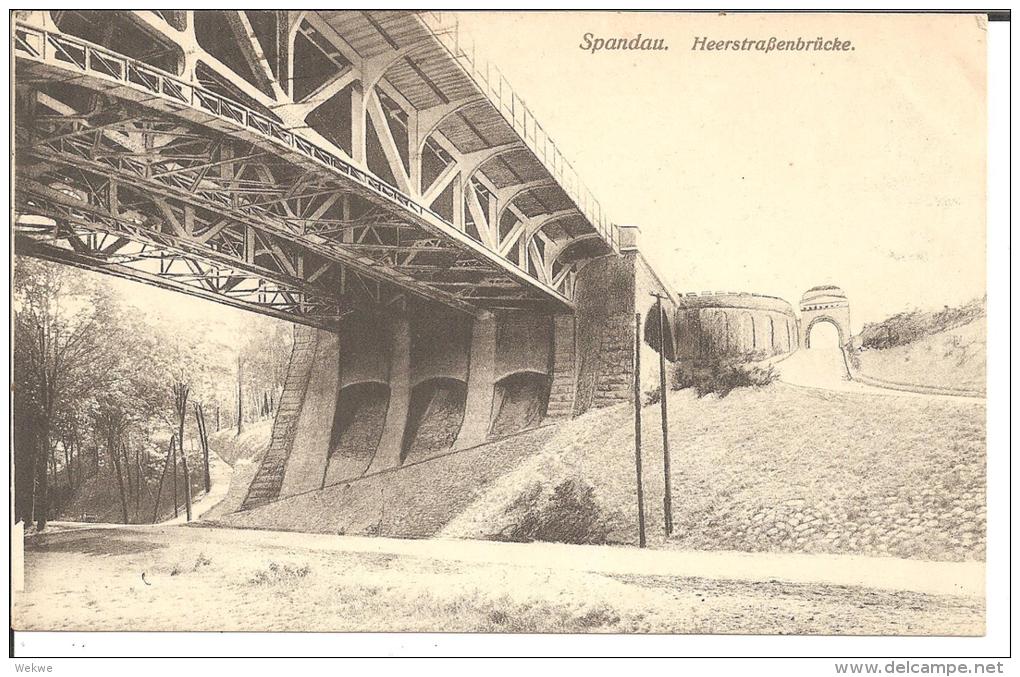 Bln098/ Spandau, Heerstrassenbrücke 1918, Gelaufen - Spandau