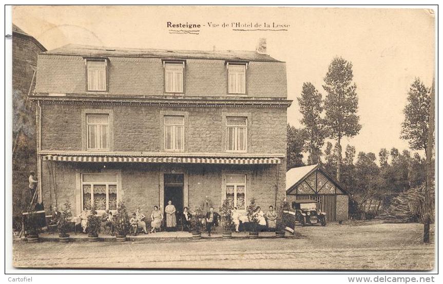 RESTEIGNE-VUE DE L'HOTEL DE LA LESSE-CARTE ENVOYEE 1925-EDIT-DAURY-THITEUX-HOTEL DE LA LESSE-VOIR 2 SCANS - Tellin