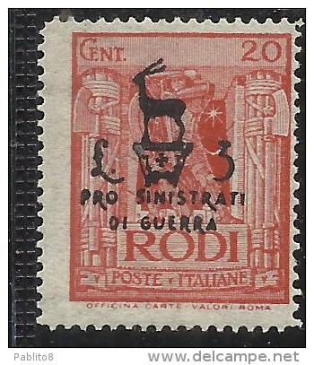 COLONIE ITALIANE EGEO 1944 PRO SINISTRATI DI GUERRA CENT. 20 + 3 LIRE  MNH - Aegean (German Occ.)